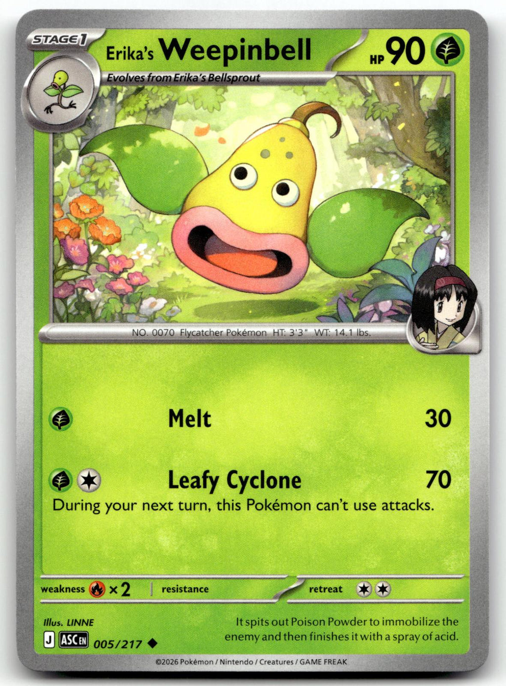 Erika's Weepinbell 005/217 Uncommon Ascended Heroes Pokemon Near Mint