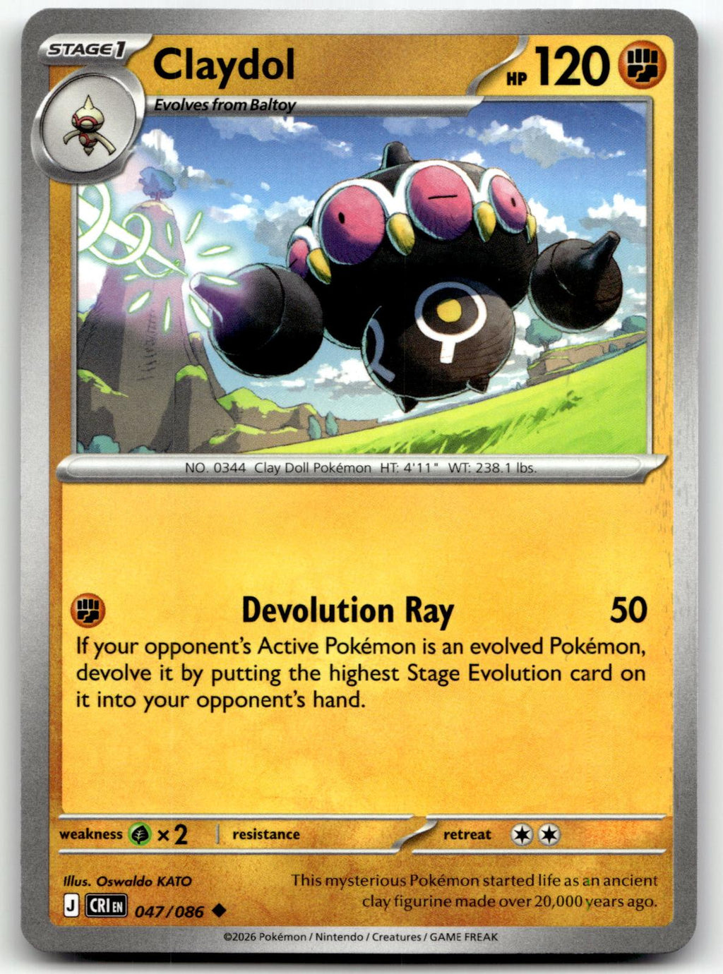 Claydol 047/086 Uncommon Chaos Rising Pokemon Near Mint