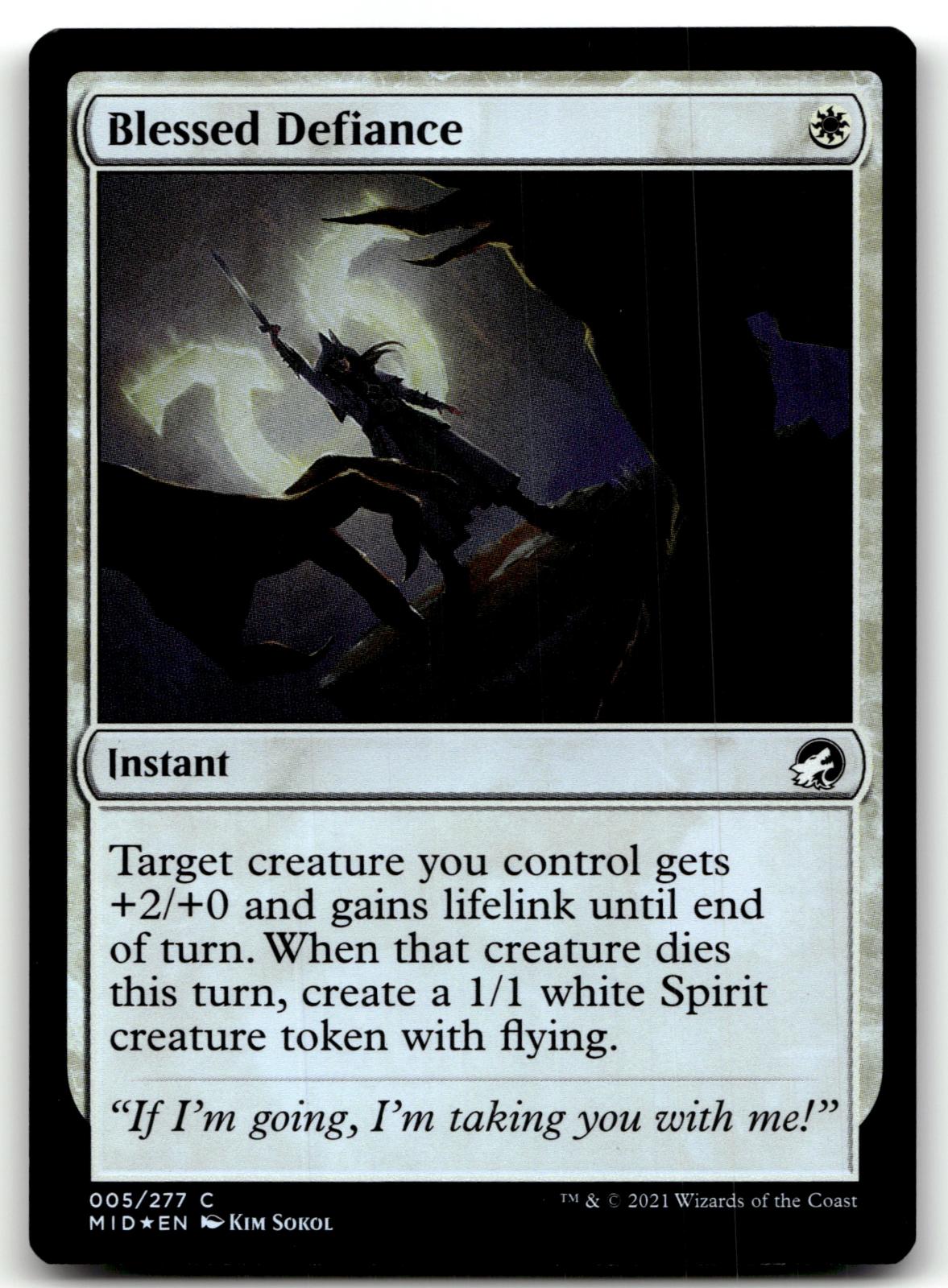 Blessed Defiance 5 Common Innistrad: Midnight Hunt Magic: The Gathering Foil NM