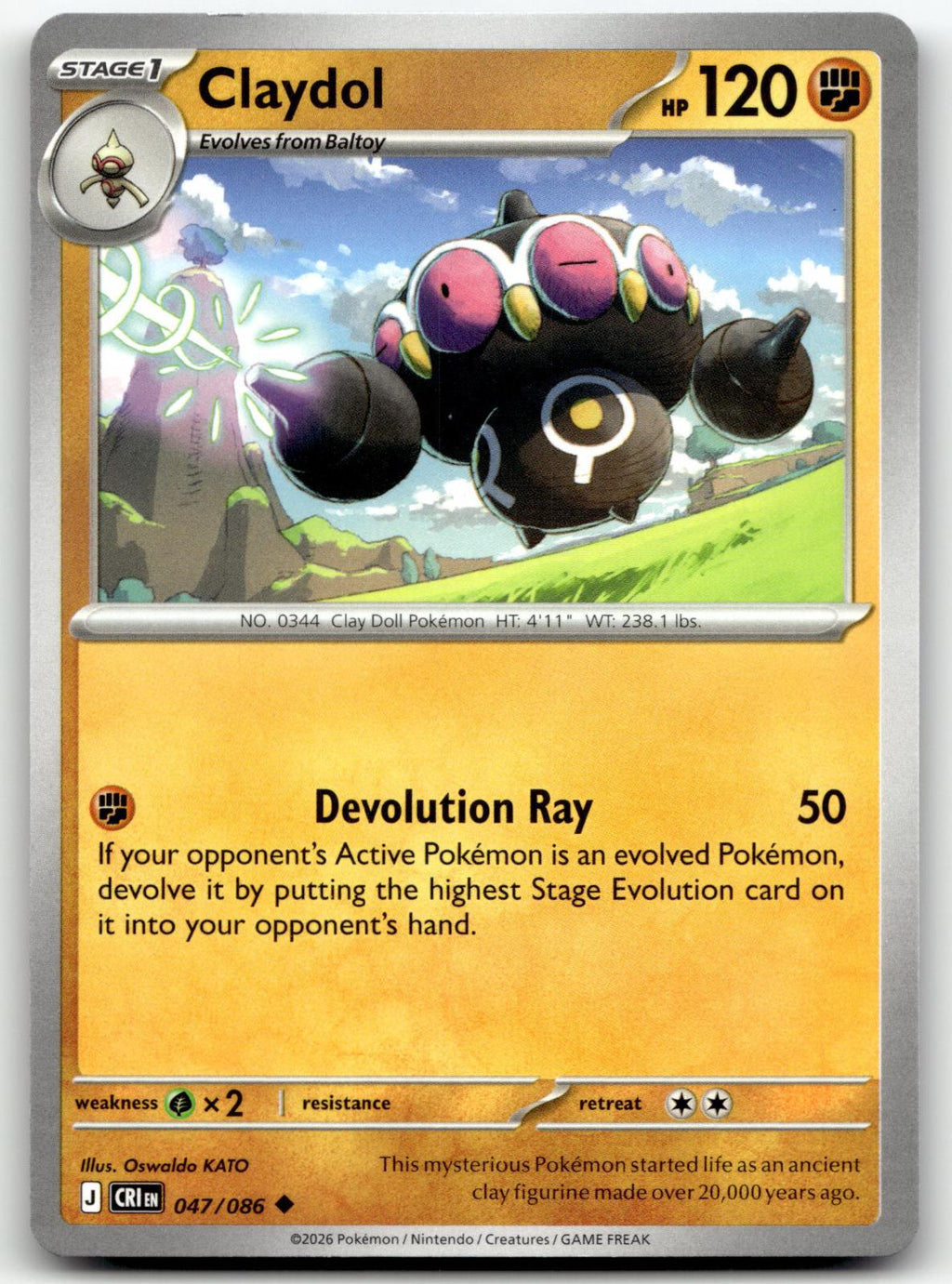 Claydol 047/086 Uncommon Chaos Rising Pokemon Near Mint