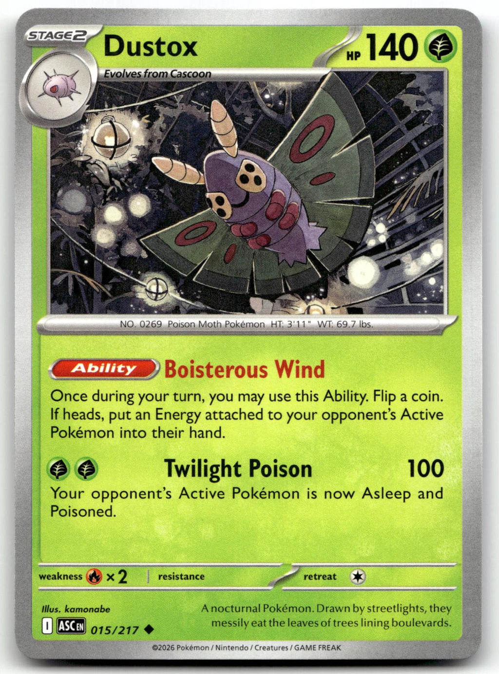 Dustox 015/217 Uncommon Ascended Heroes Pokemon Near Mint