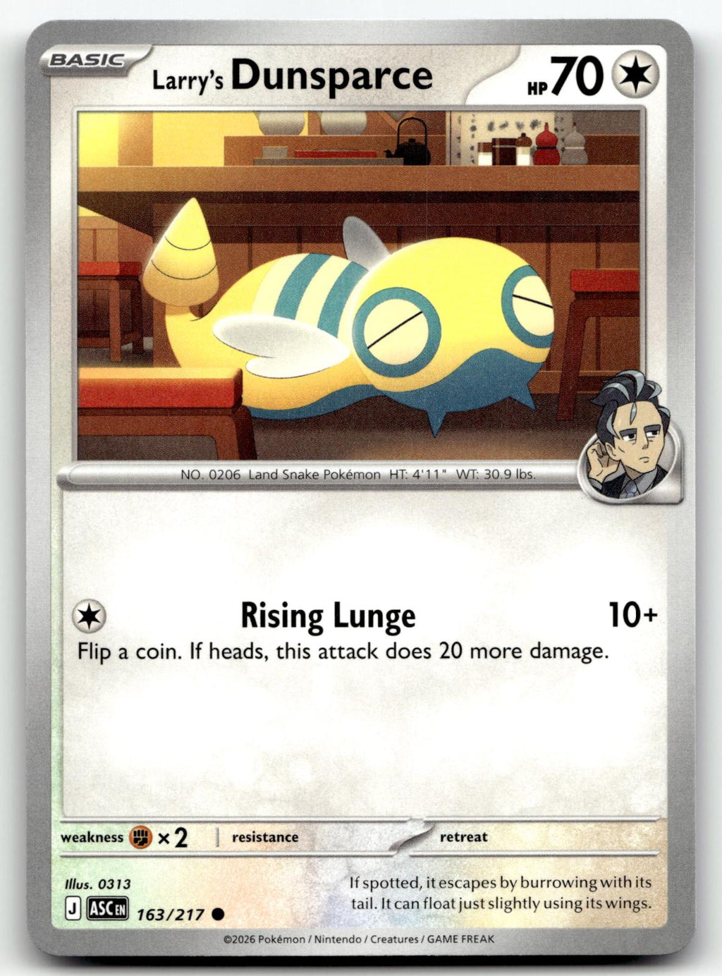 Larry's Dunsparce 163/217 Common Ascended Heroes Pokemon Near Mint