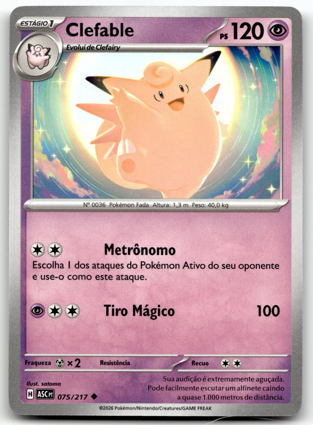 Clefable 075/217 Uncommon Ascended Heroes Pokemon Near Mint