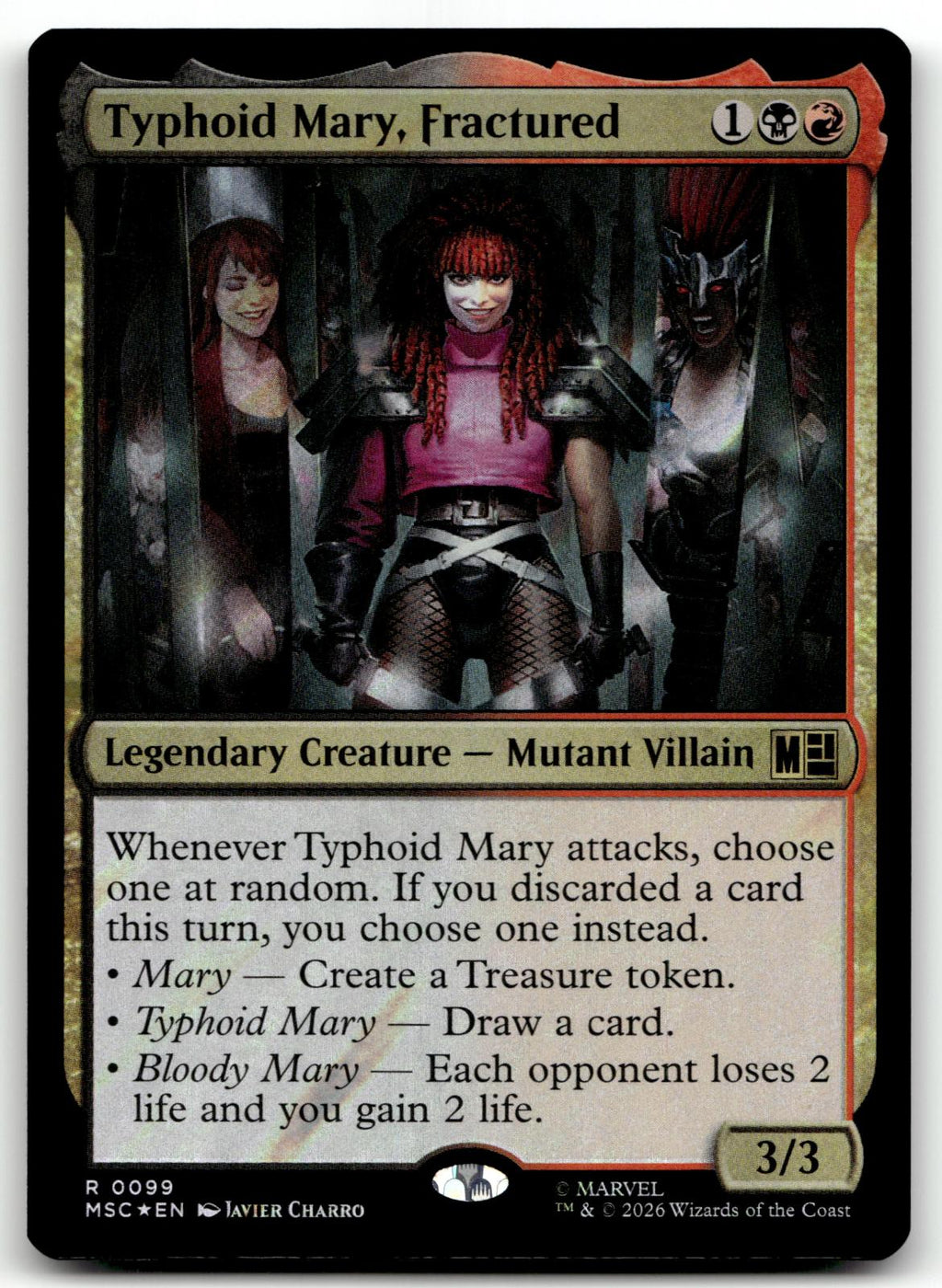 Typhoid Mary, Fractured (Surge Foil) 99 Holo Commander: Marvel Super Heroes 