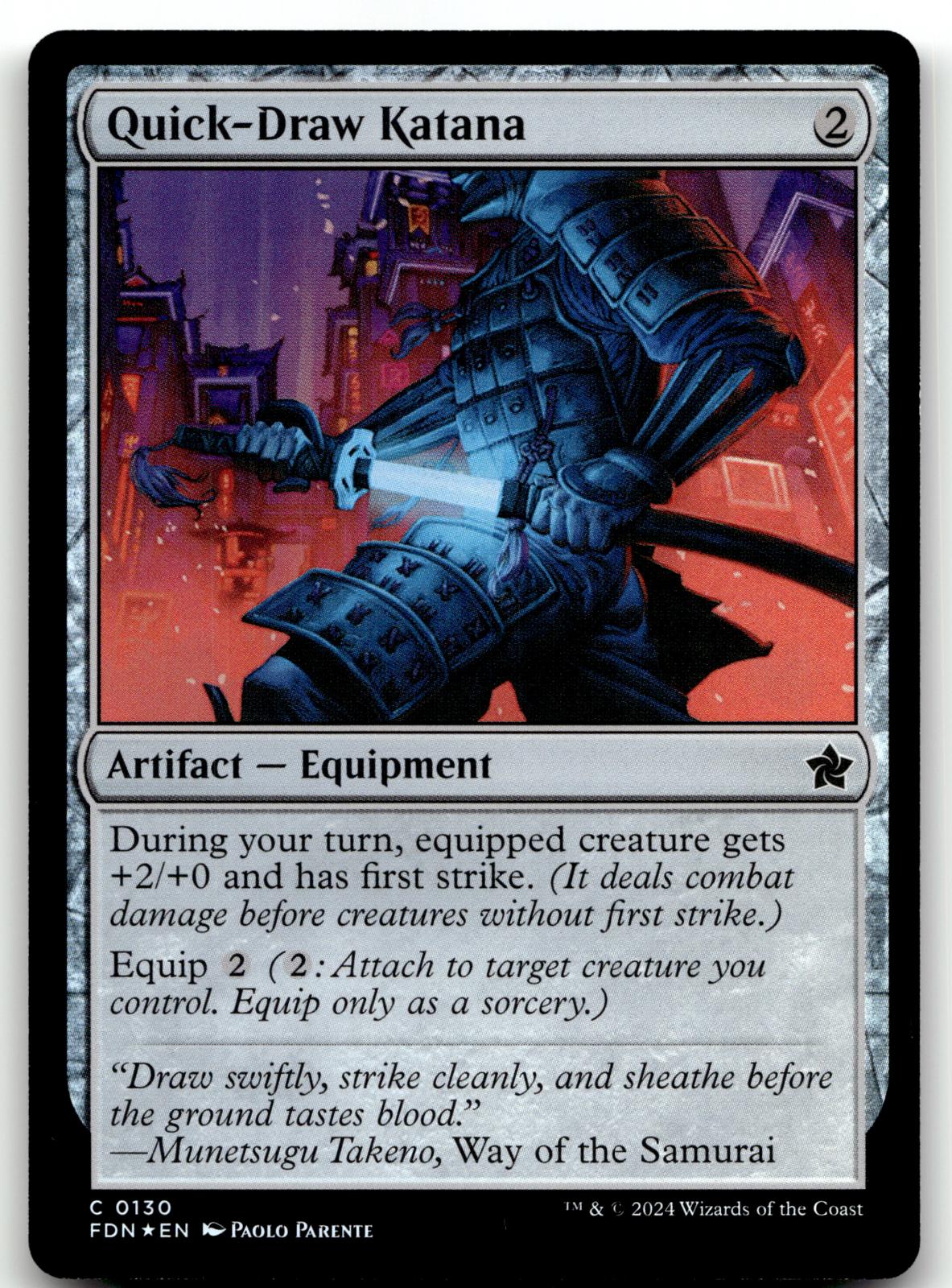 Quick-Draw Katana 130 Common Foundations Magic: The Gathering Foil Near Mint