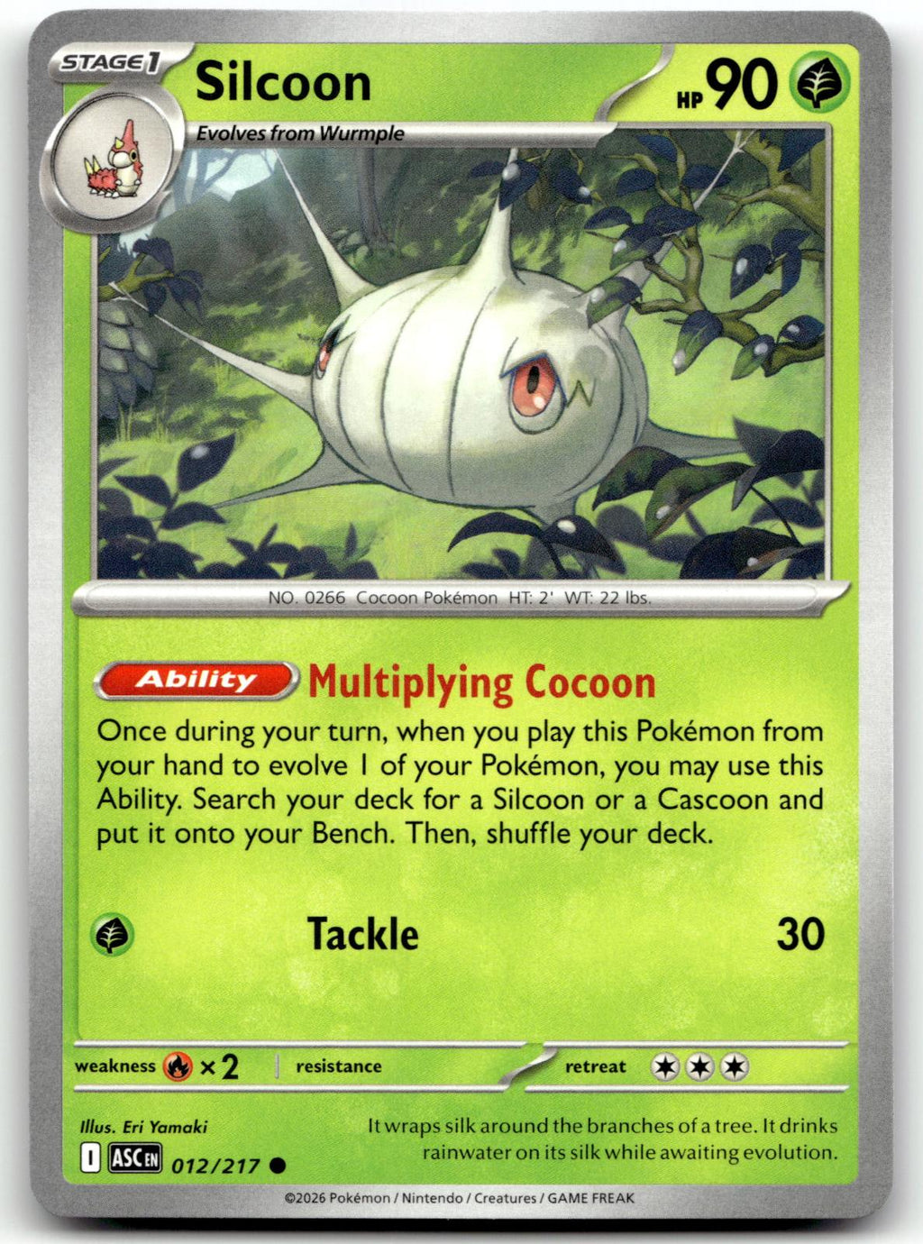 Silcoon 012/217 Common Ascended Heroes Pokemon Near Mint