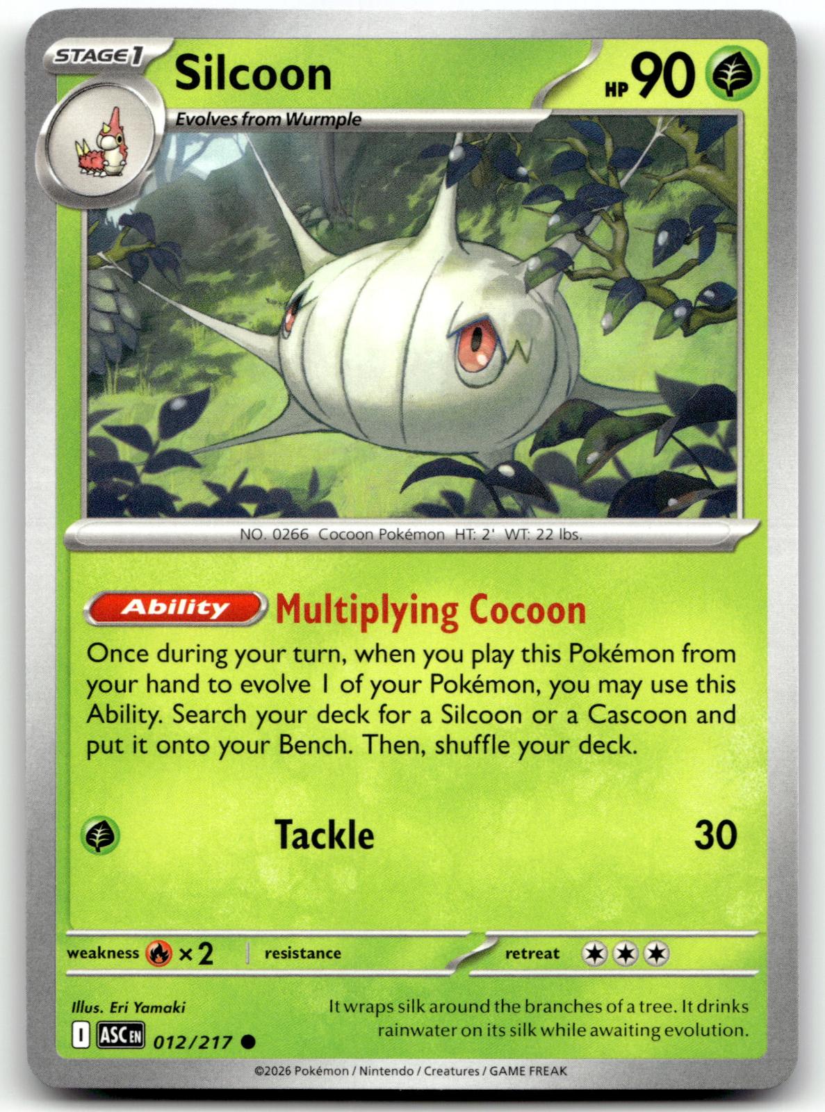 Silcoon 012/217 Common Ascended Heroes Pokemon Near Mint