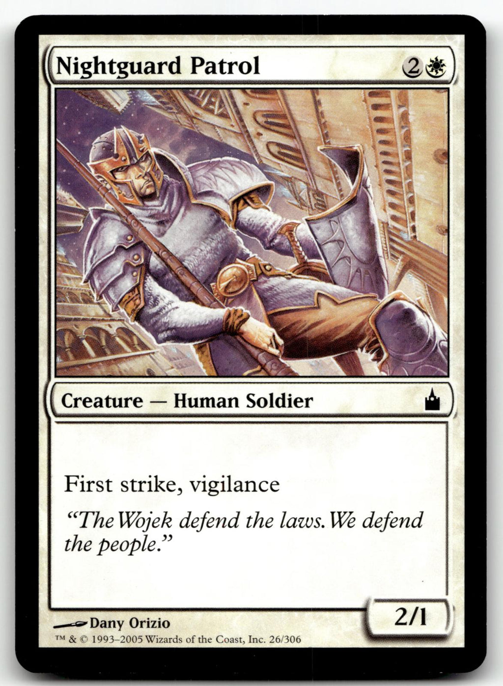 Nightguard Patrol 26 Common Ravnica: City of Guilds Magic: The Gathering NM