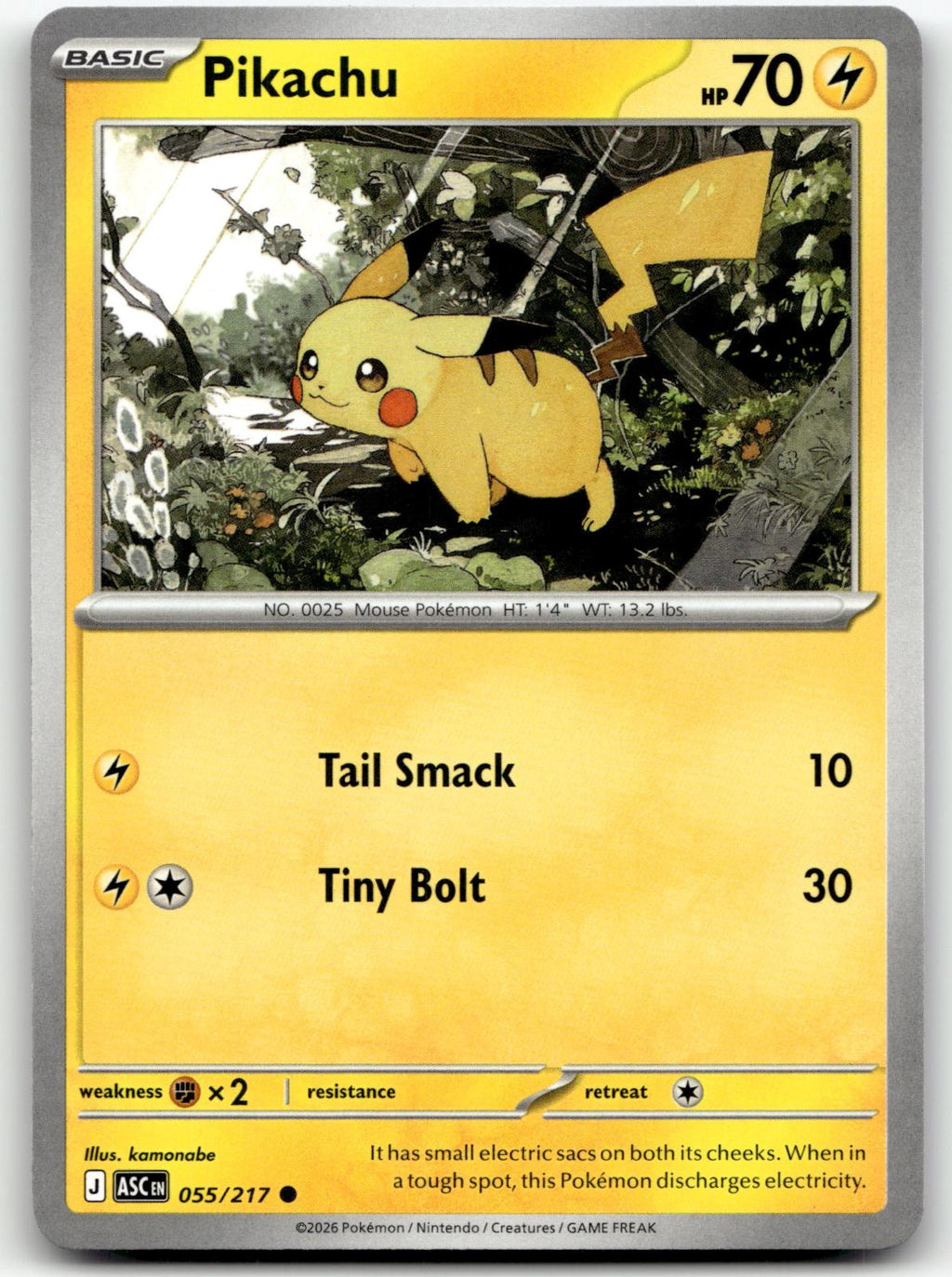 Pikachu 055/217 Common Ascended Heroes Pokemon Near Mint