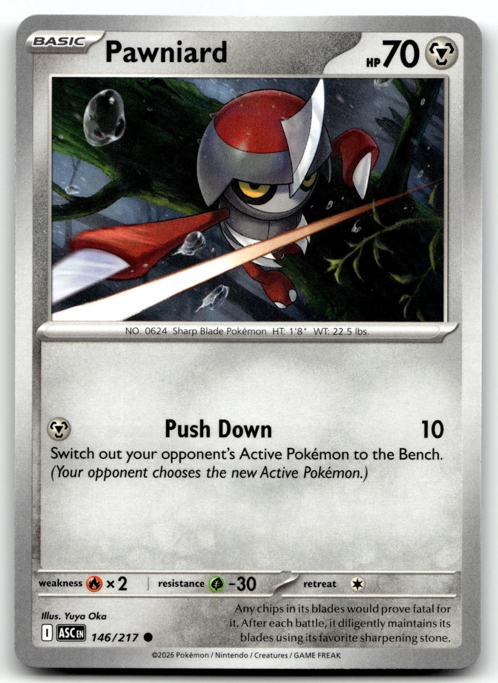 Pawniard 146/217 Common Ascended Heroes Pokemon Near Mint