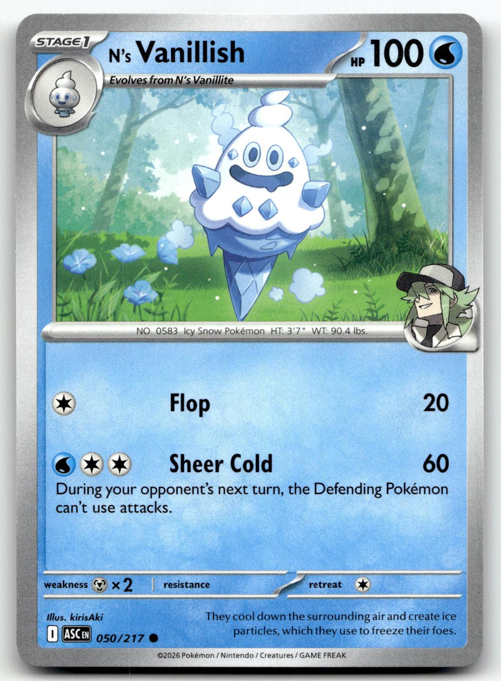 N's Vanillish 050/217 Common Ascended Heroes Pokemon Near Mint