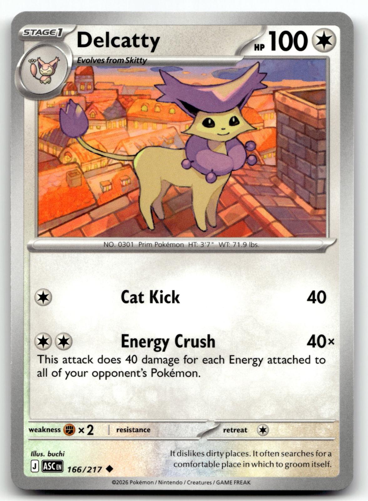 Delcatty 166/217 Uncommon Ascended Heroes Pokemon Near Mint
