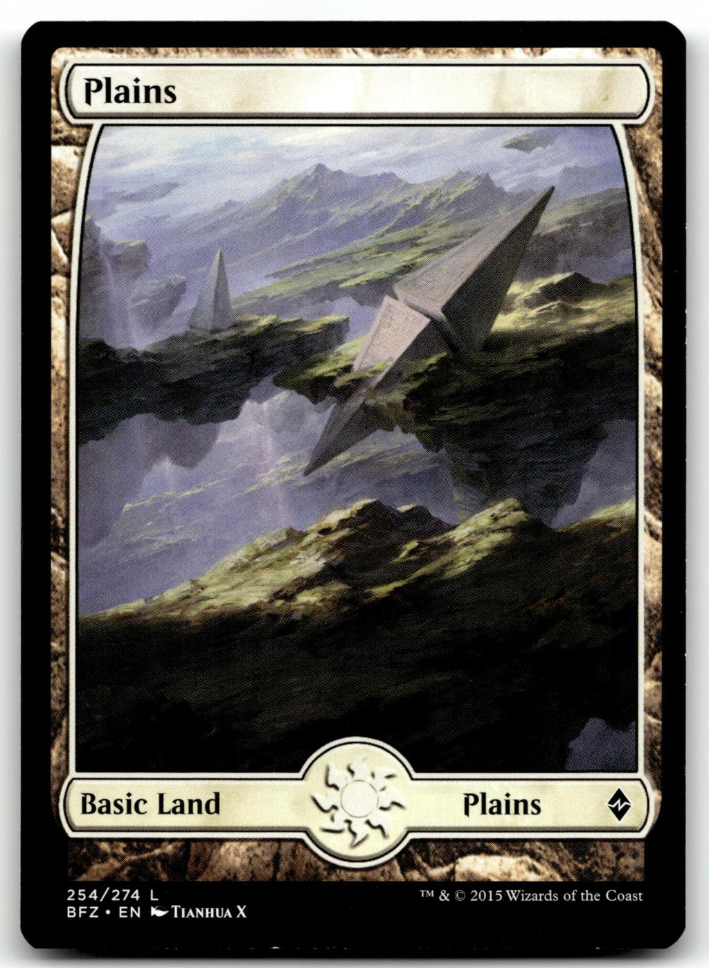 Plains (254) - Full Art 254 Land Battle for Zendikar Magic: The Gathering NM