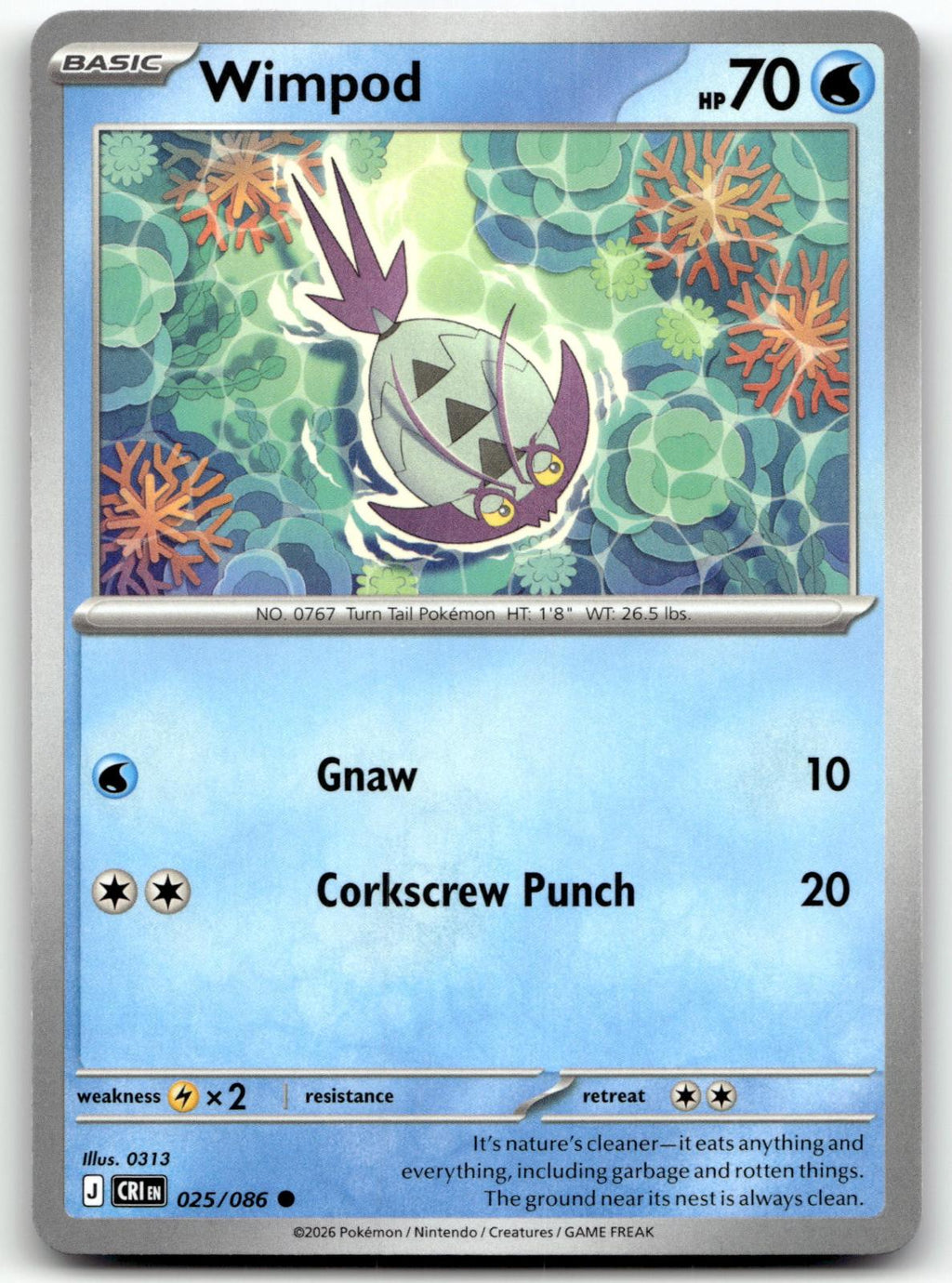 Wimpod 025/086 Common Chaos Rising Pokemon Near Mint