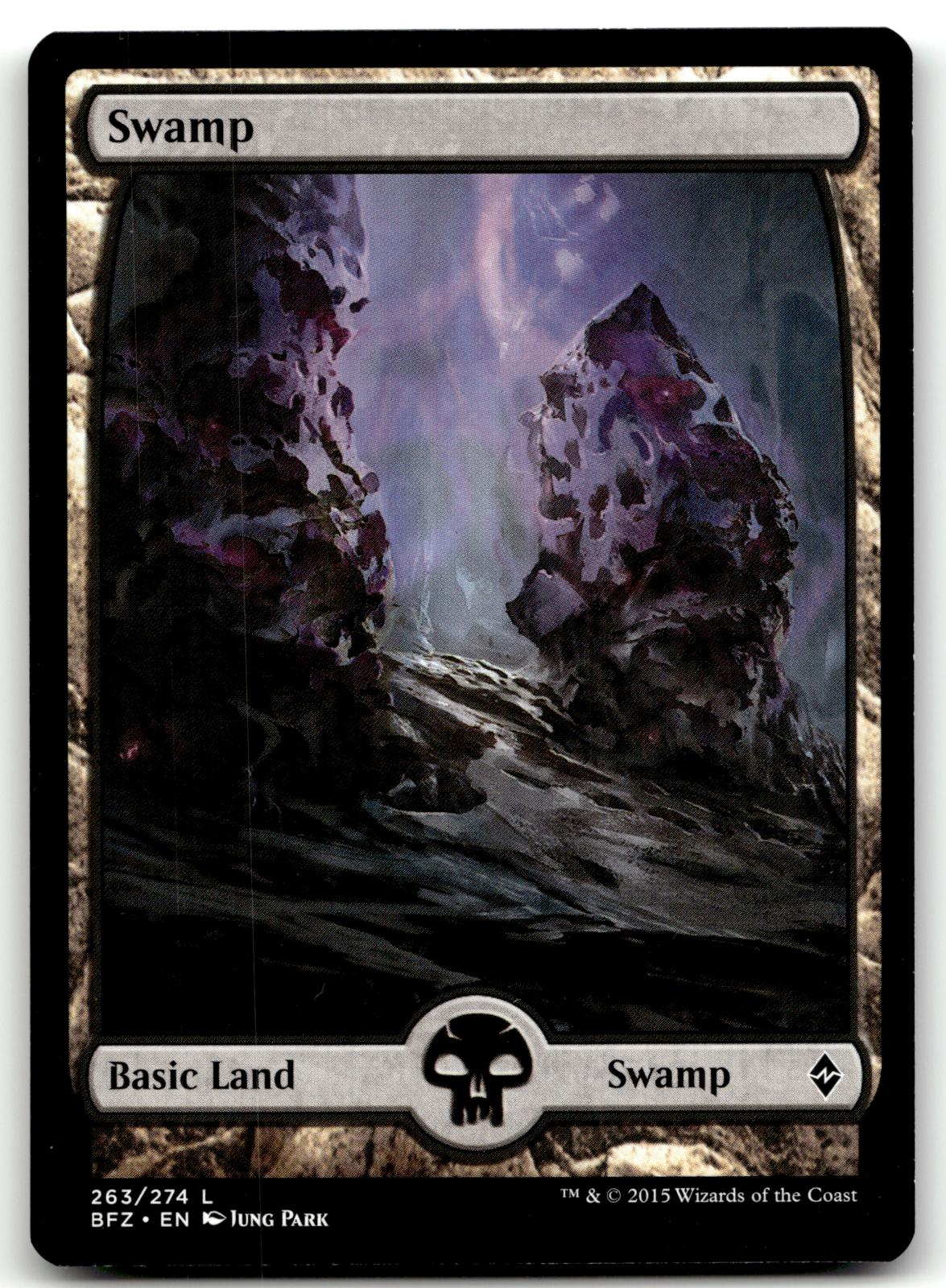 Swamp (263) - Full Art 263 Land Battle for Zendikar Magic: The Gathering NM