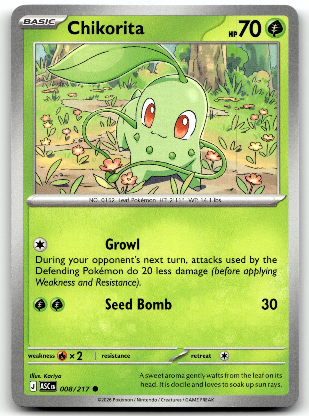 Chikorita 008/217 Common Ascended Heroes Pokemon Near Mint