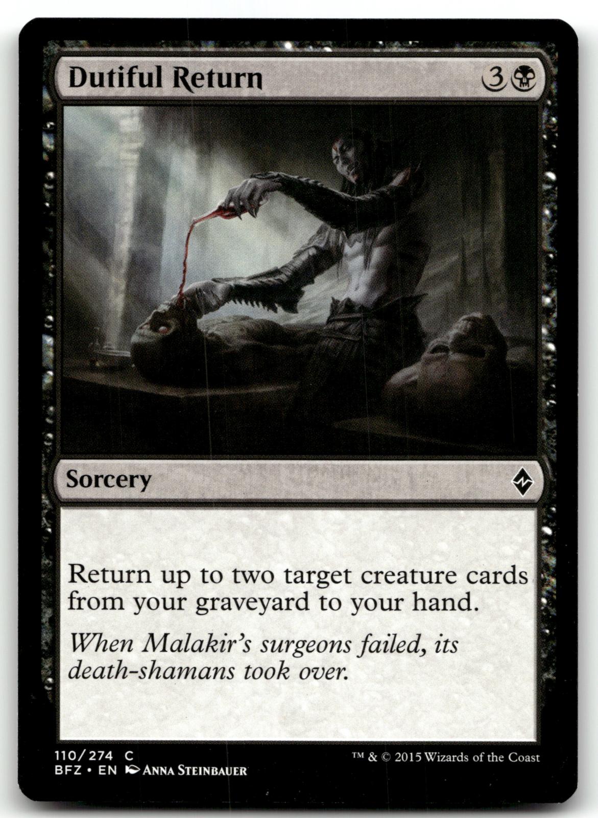 Dutiful Return 110 Common Battle for Zendikar Magic: The Gathering Near Mint