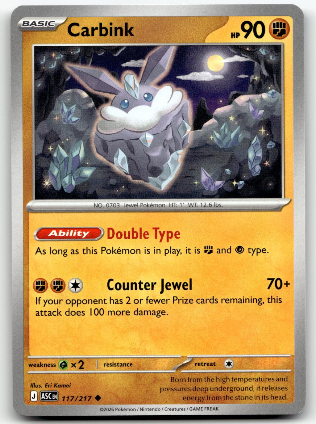 Carbink 117/217 Uncommon Ascended Heroes Pokemon Near Mint