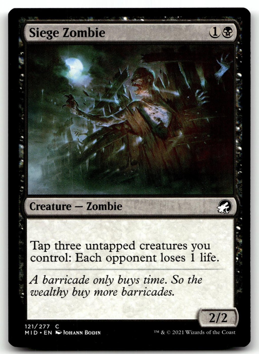 Siege Zombie 121 Common Innistrad: Midnight Hunt Magic: The Gathering Near Mint