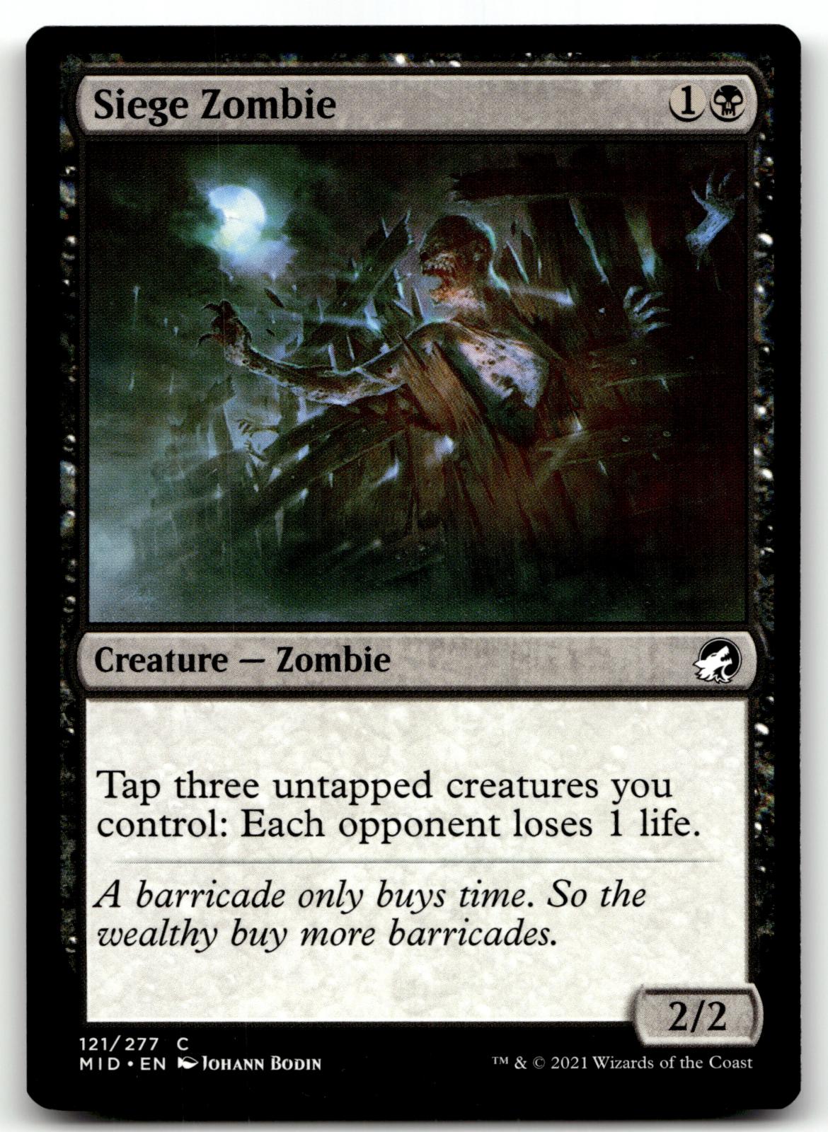 Siege Zombie 121 Common Innistrad: Midnight Hunt Magic: The Gathering Near Mint