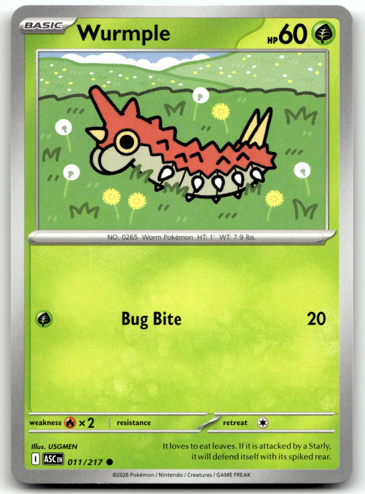 Wurmple 011/217 Common Ascended Heroes Pokemon Near Mint