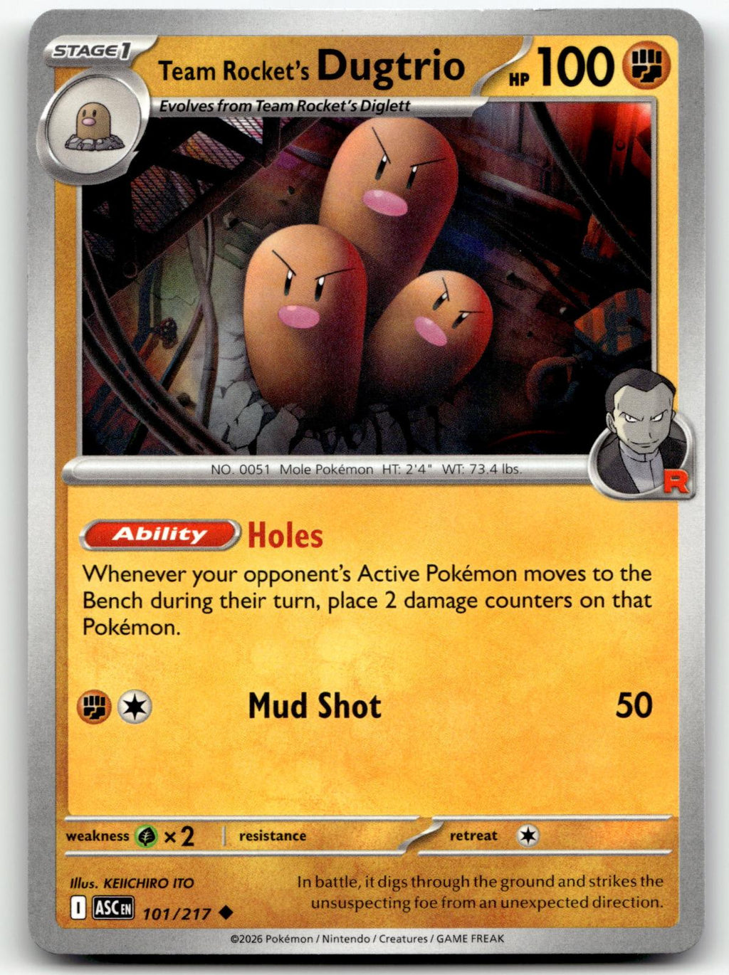 Team Rocket's Dugtrio 101/217 Uncommon Ascended Heroes Pokemon Near Mint