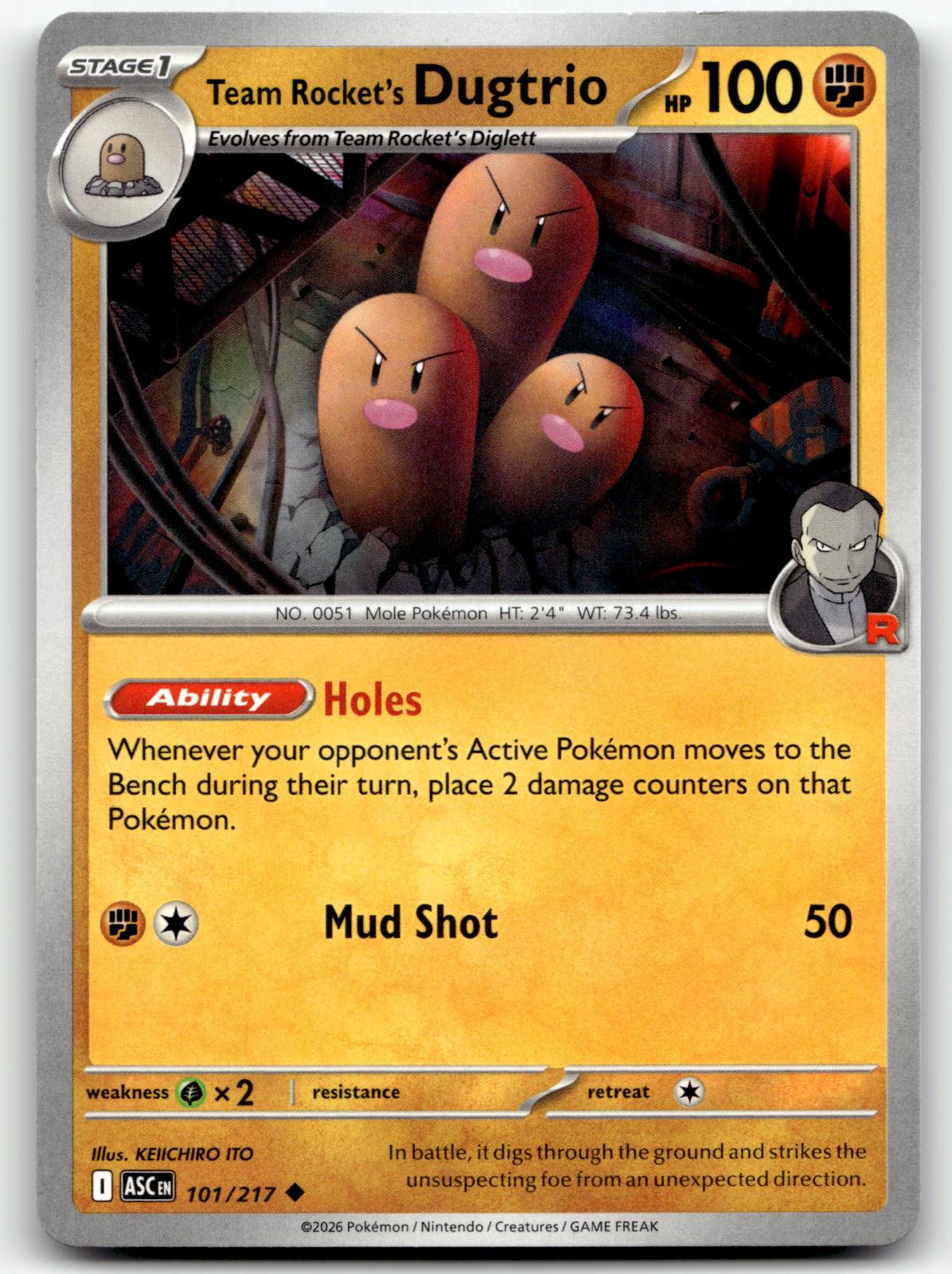 Team Rocket's Dugtrio 101/217 Uncommon Ascended Heroes Pokemon Near Mint