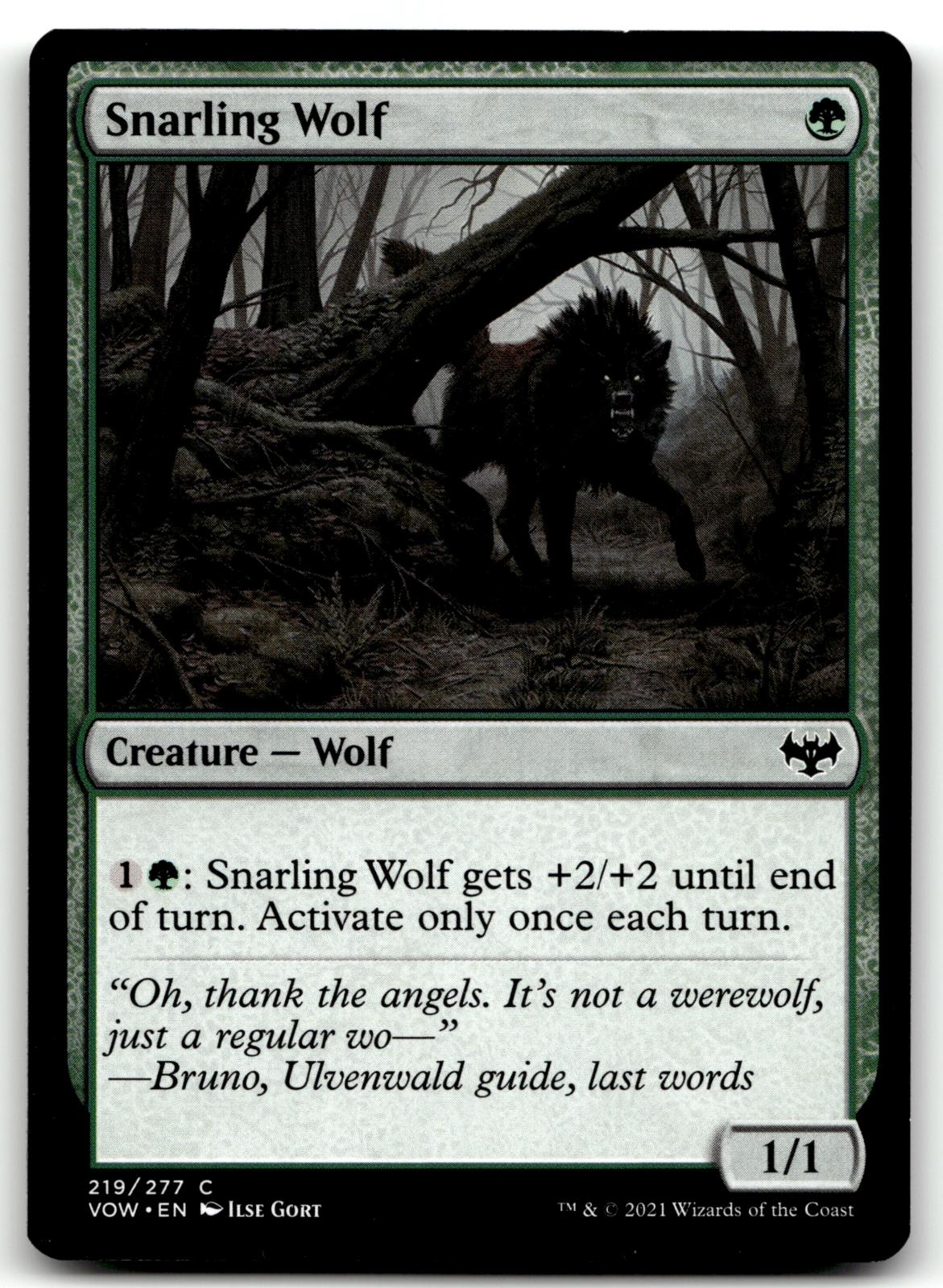 Snarling Wolf 219 Common Innistrad: Crimson Vow Magic: The Gathering Near Mint