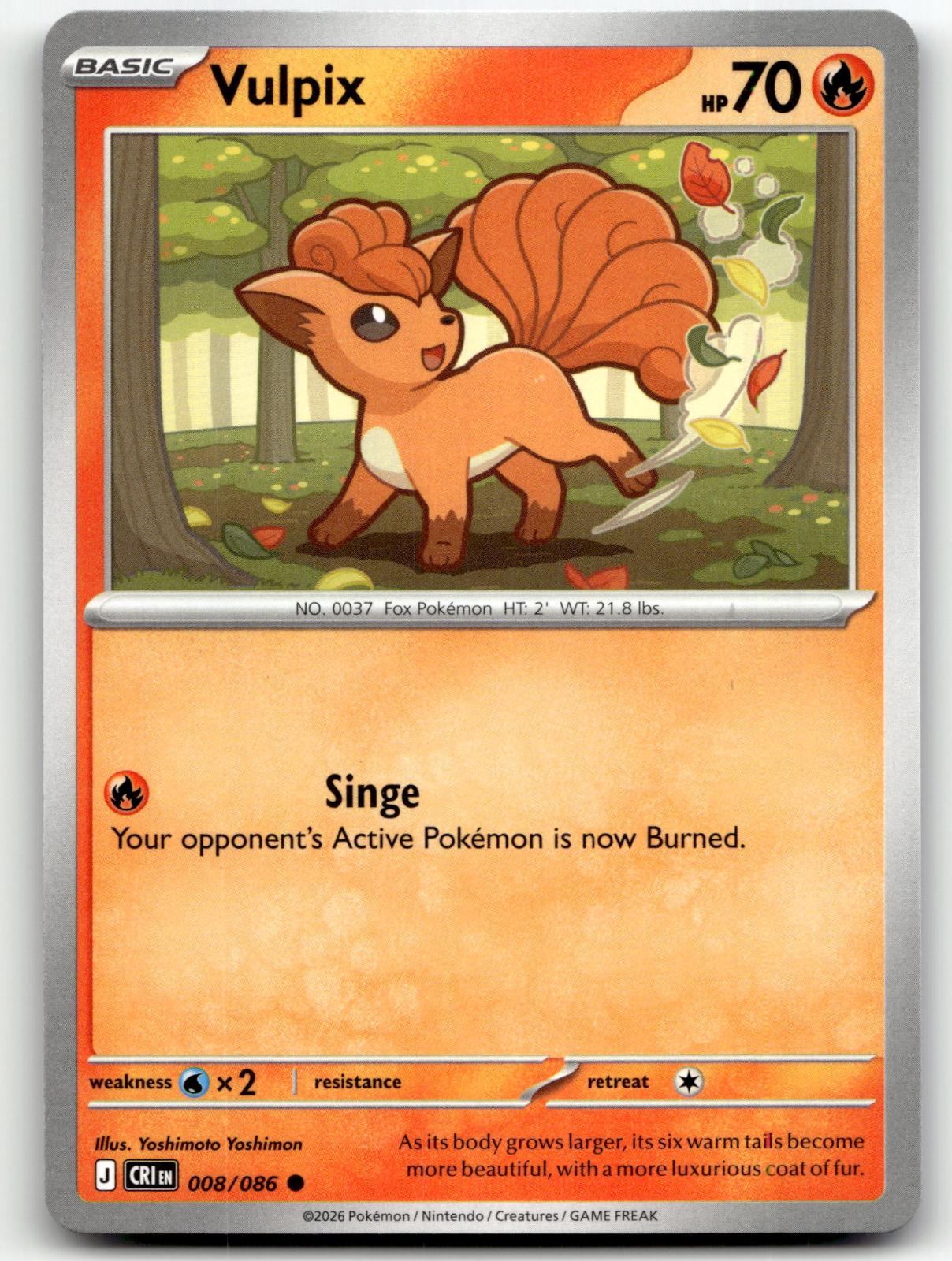 Vulpix 008/086 Common Chaos Rising Pokemon Near Mint