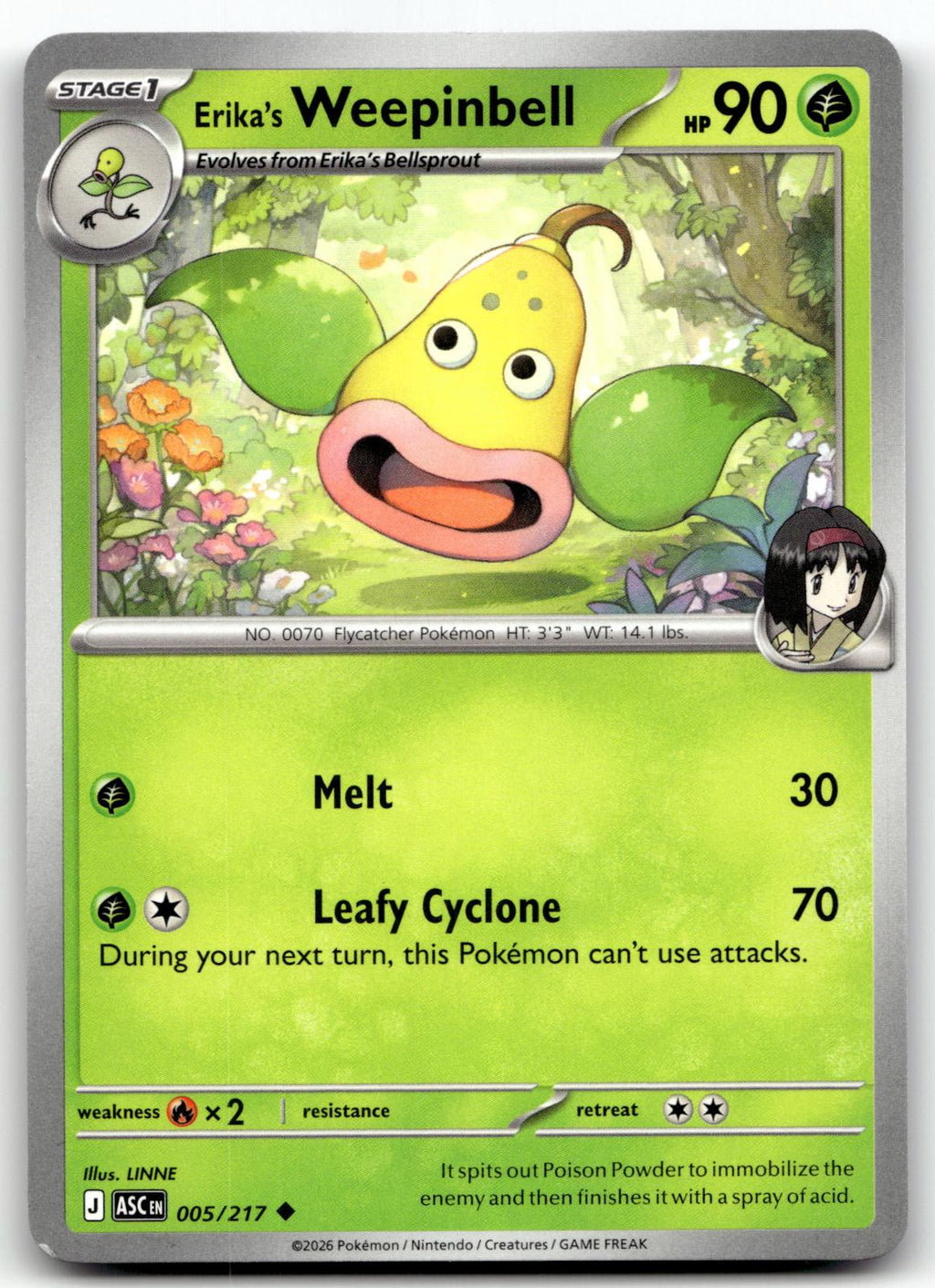 Erika's Weepinbell 005/217 Uncommon Ascended Heroes Pokemon Near Mint
