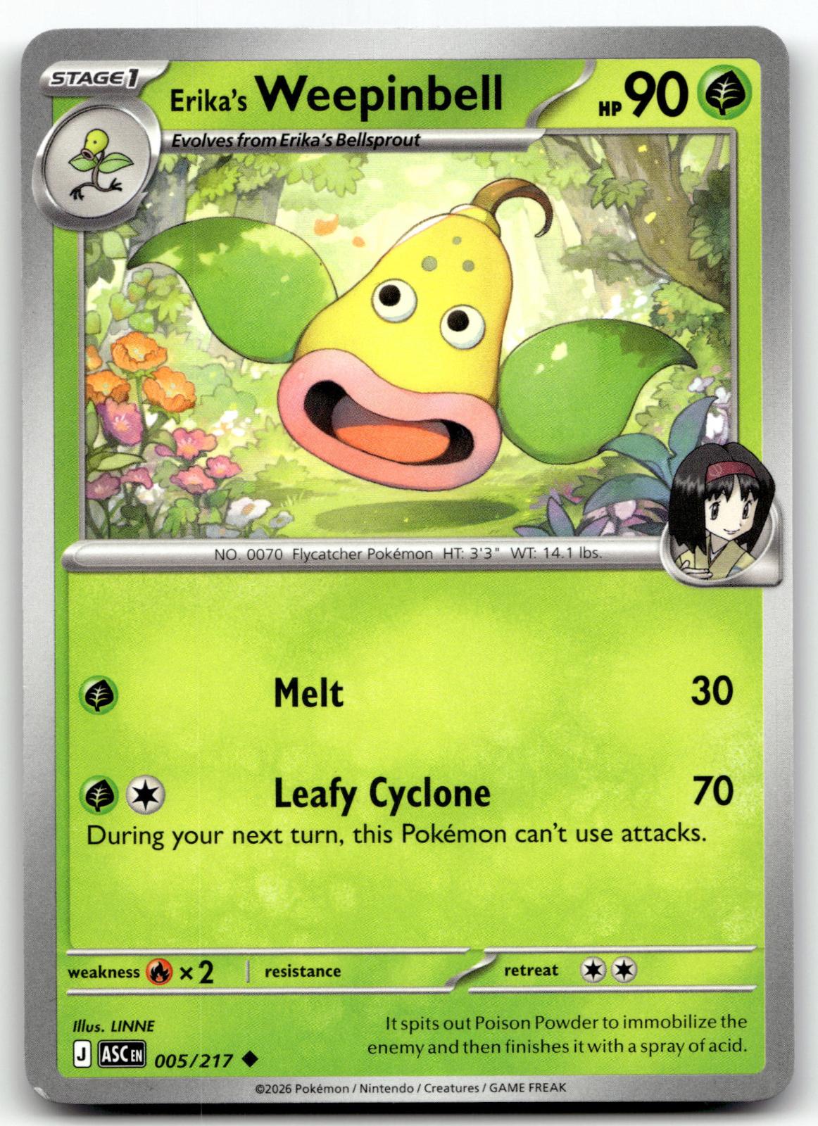 Erika's Weepinbell 005/217 Uncommon Ascended Heroes Pokemon Near Mint