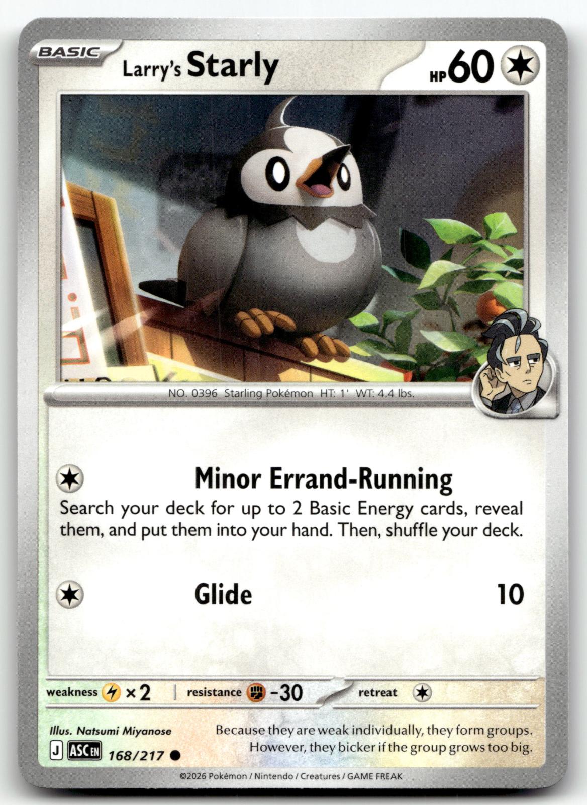 Larry's Starly 168/217 Common Ascended Heroes Pokemon Near Mint