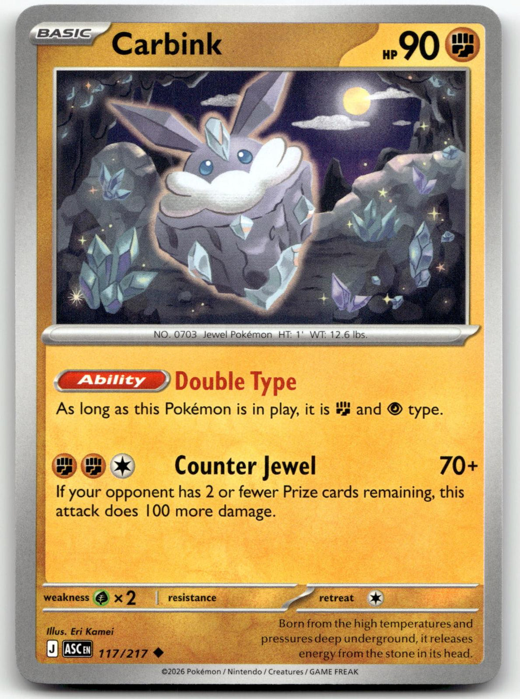 Carbink 117/217 Uncommon Ascended Heroes Pokemon Near Mint