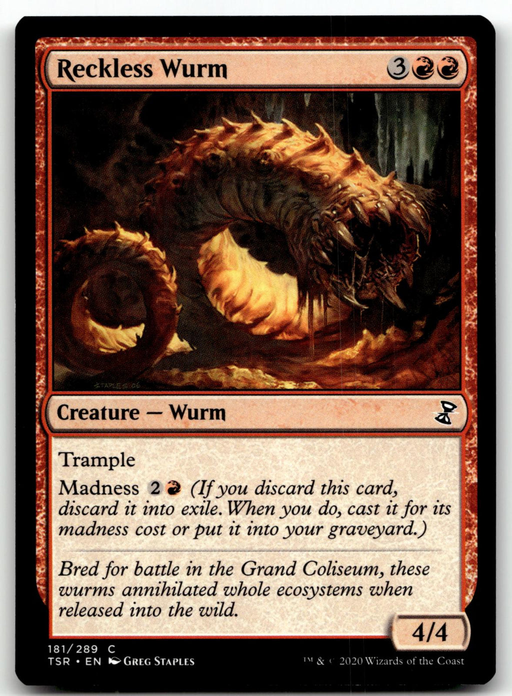 Reckless Wurm 181 Common Time Spiral: Remastered Magic: The Gathering Near Mint