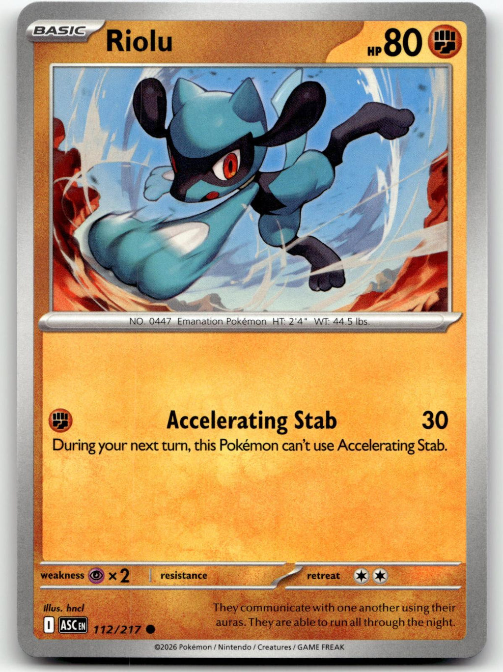 Riolu 112/217 Common Ascended Heroes Pokemon Near Mint