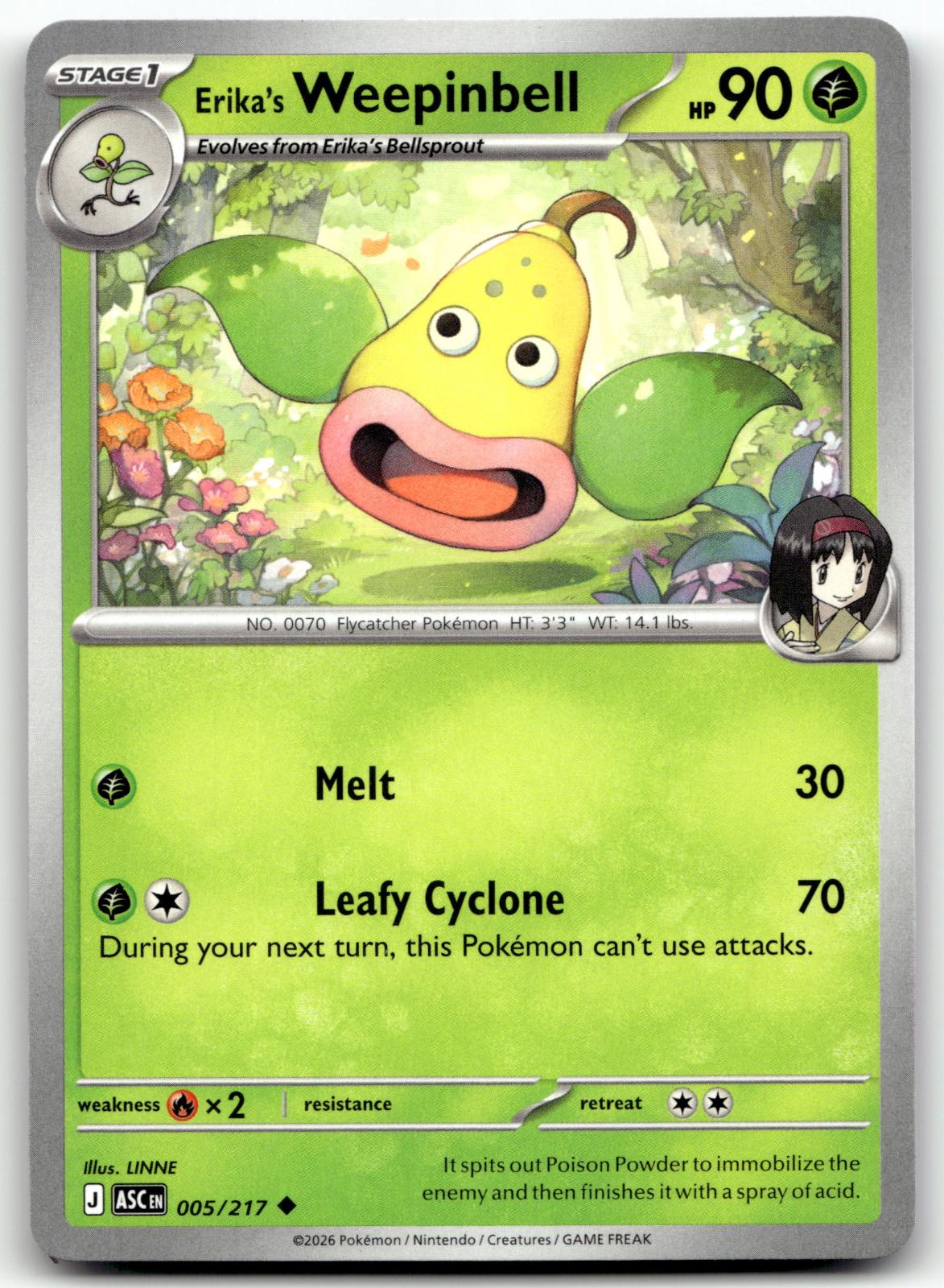 Erika's Weepinbell 005/217 Uncommon Ascended Heroes Pokemon Near Mint