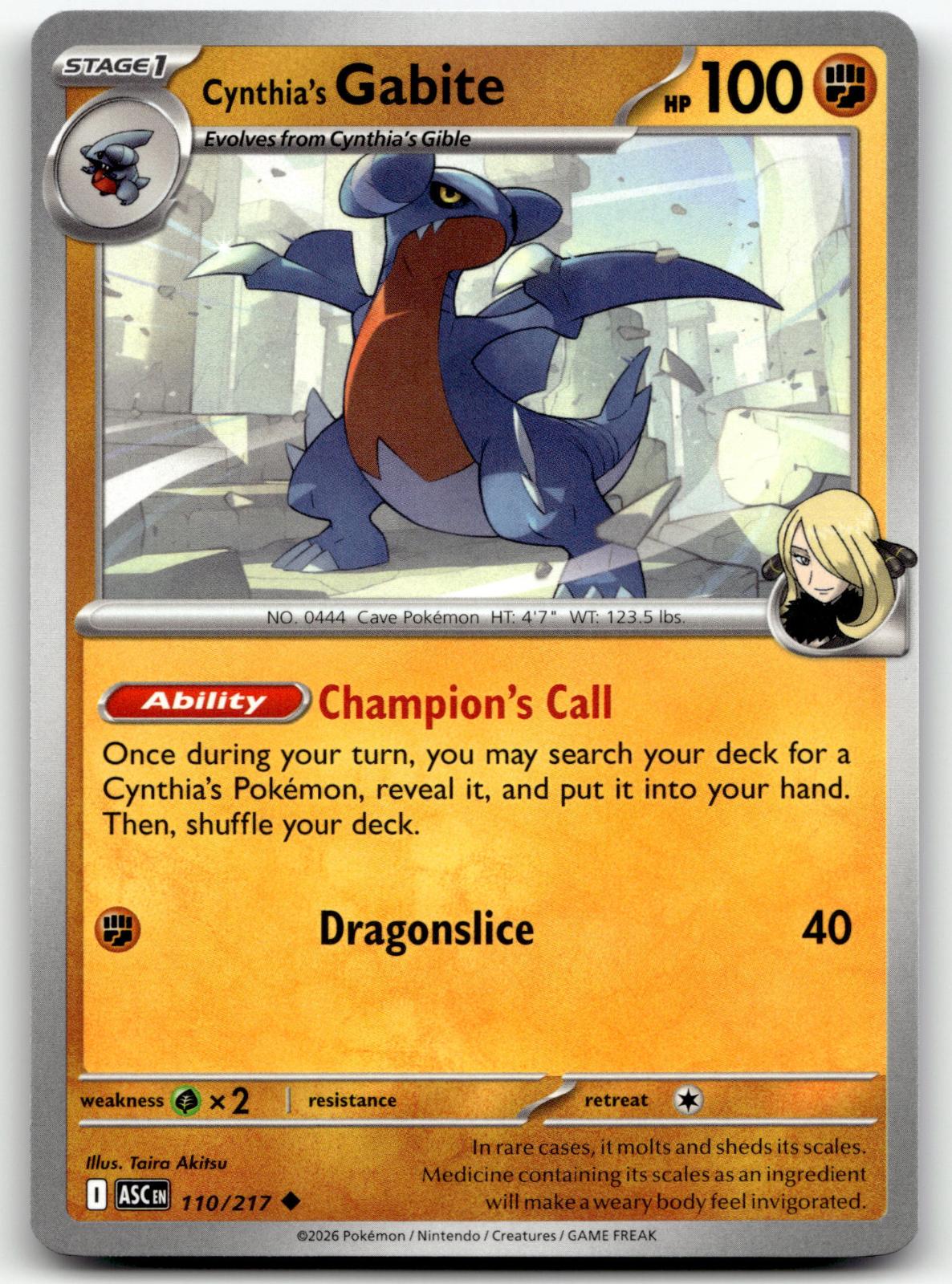 Cynthia's Gabite 110/217 Uncommon Ascended Heroes Pokemon Near Mint
