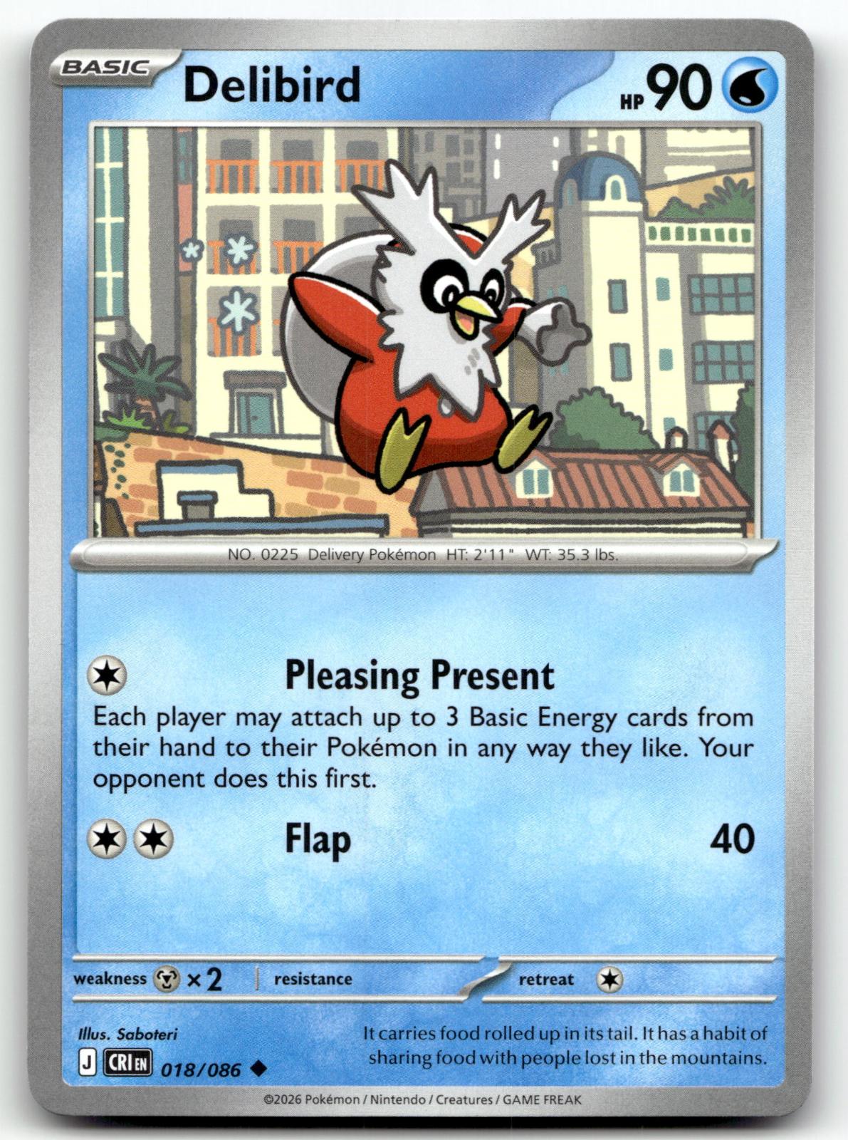 Delibird 018/086 Uncommon Chaos Rising Pokemon Near Mint