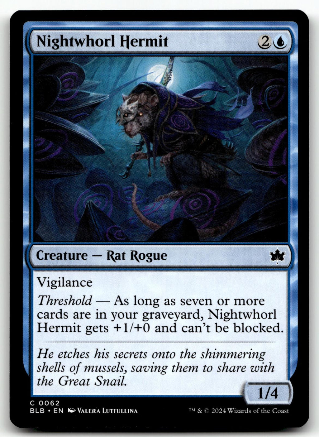 Nightwhorl Hermit 62 Common Bloomburrow Magic: The Gathering Near Mint