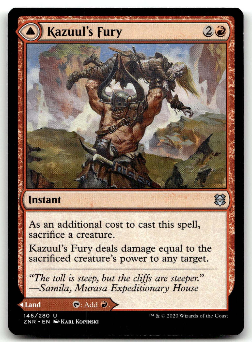 Kazuul's Fury 146 Uncommon Zendikar Rising Magic: The Gathering Near Mint