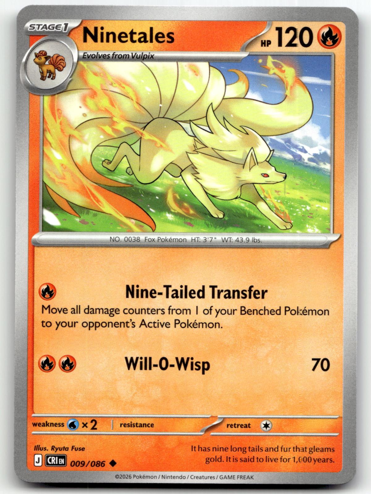 Ninetales 009/086 Uncommon Chaos Rising Pokemon Near Mint