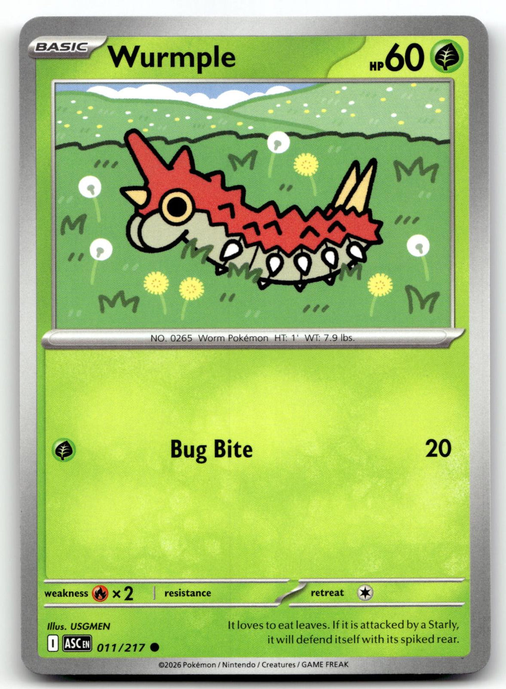 Wurmple 011/217 Common Ascended Heroes Pokemon Near Mint