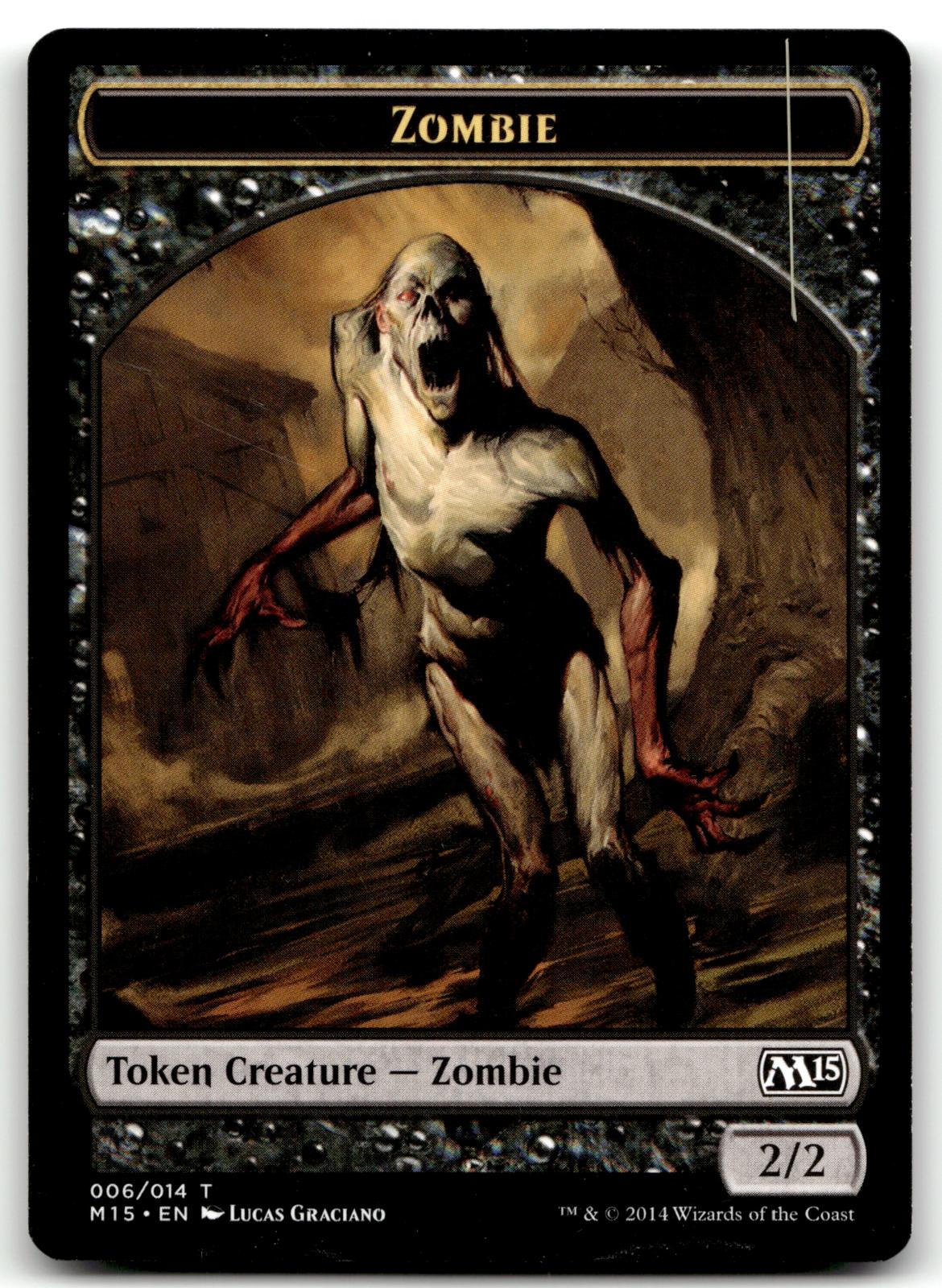 Zombie Token 6 Token Magic 2015 (M15) Magic: The Gathering Near Mint