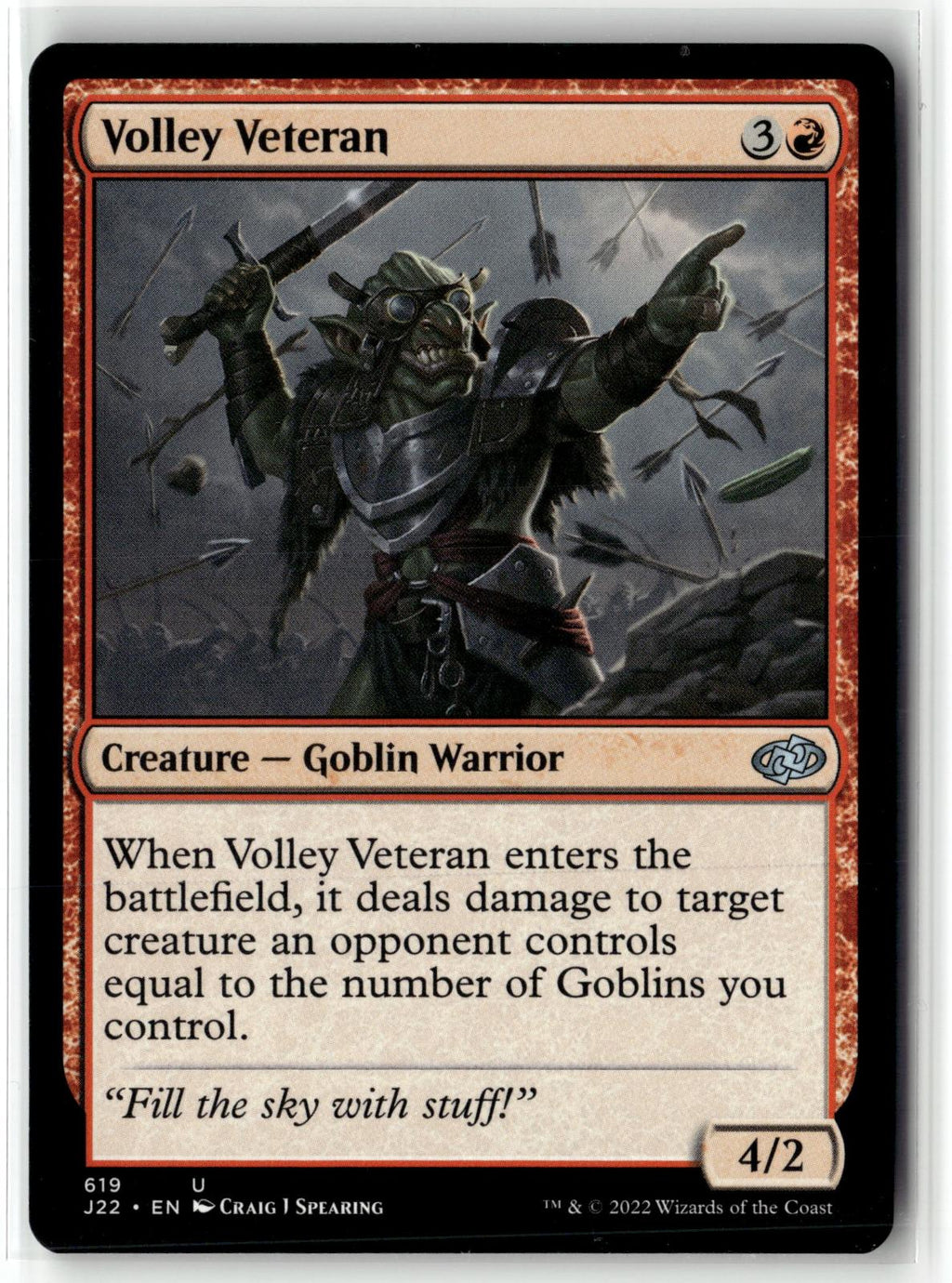 Volley Veteran 619 Uncommon Jumpstart 2022 Magic: The Gathering Near Mint