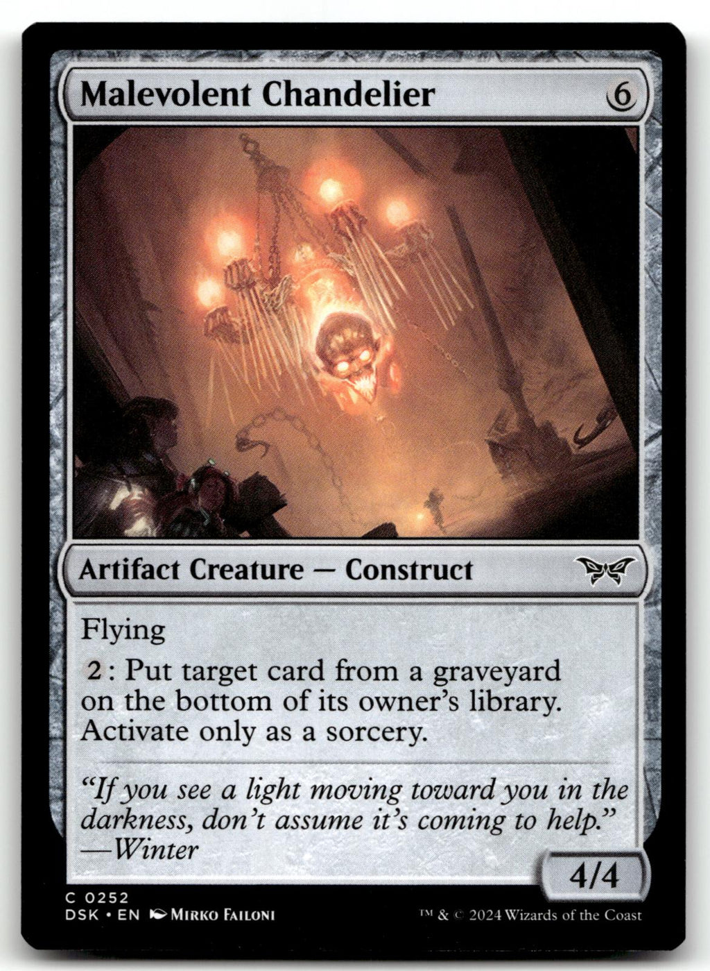 Malevolent Chandelier 252 Duskmourn: House of Horror Magic: The Gathering NM