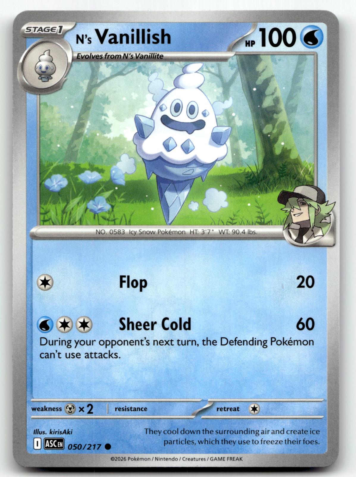 N's Vanillish 050/217 Common Ascended Heroes Pokemon Near Mint