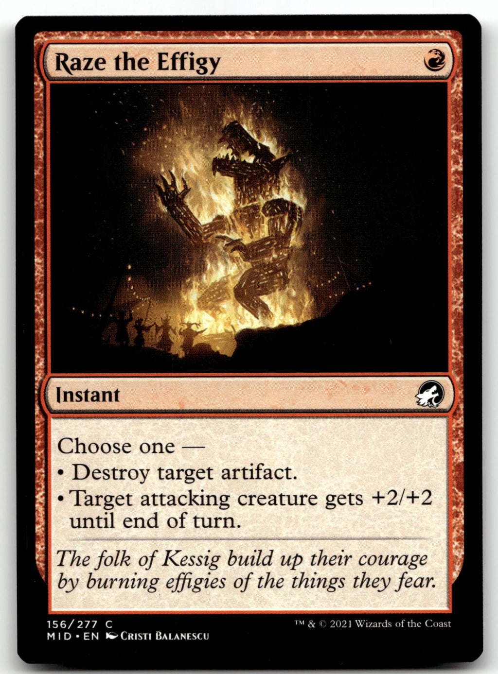 Raze the Effigy 156 Common Innistrad: Midnight Hunt Magic: The Gathering NM