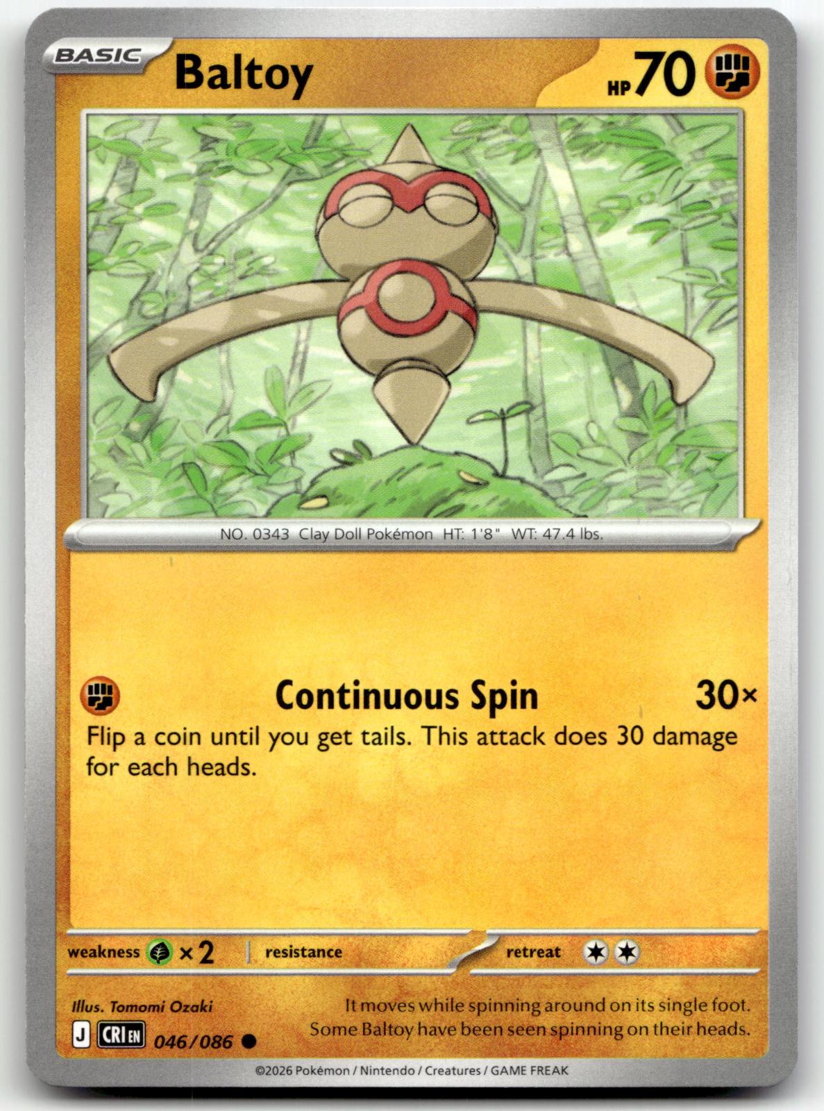 Baltoy 046/086 Common Chaos Rising Pokemon Near Mint