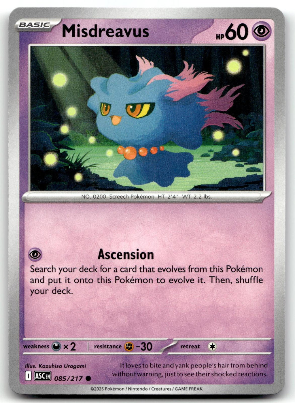 Misdreavus 085/217 Common Ascended Heroes Pokemon Near Mint