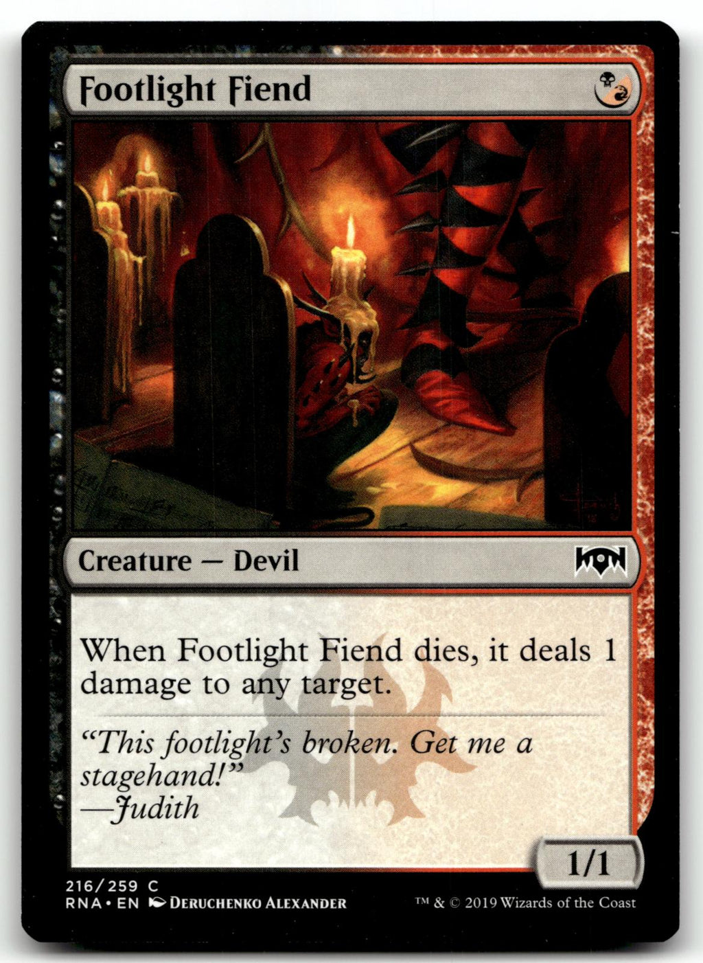 Footlight Fiend 216 Common Ravnica Allegiance Magic: The Gathering Near Mint